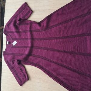 NWT Dressbarn Textured Sweater Dress Berry Midi Stretch Comfy A-Line Modest
